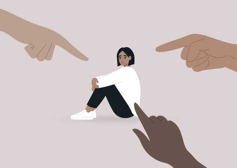 Diskriminierung, Finger zeigen auf eine Person