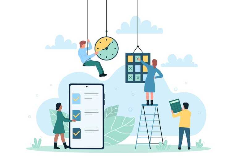 Karikatur, Zeitmanagement