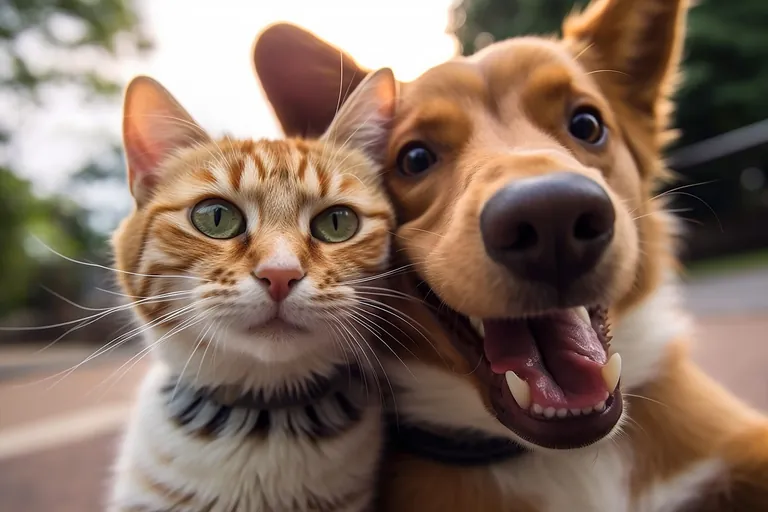 Beste Freunde: Katze und Hund