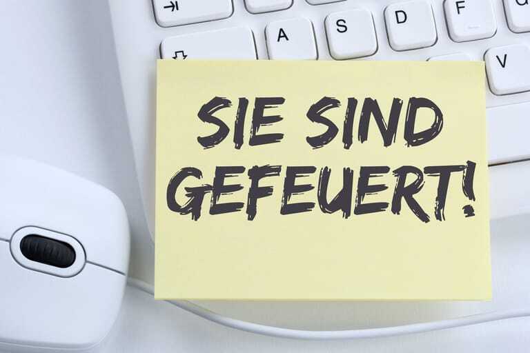 Zettel mit "Sie sind gefeuert"