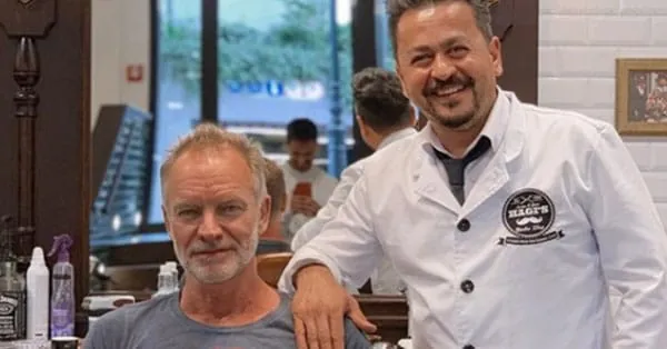 Sting besucht Barbiersalon in Düsseldorf