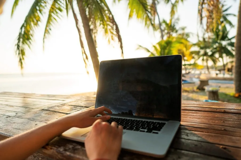 Laptop at the beach