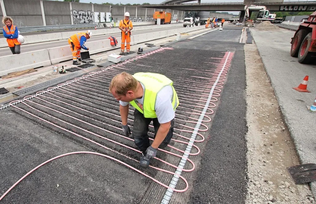 Versuchsanlage für beheizbaren Fahrbahnbelag