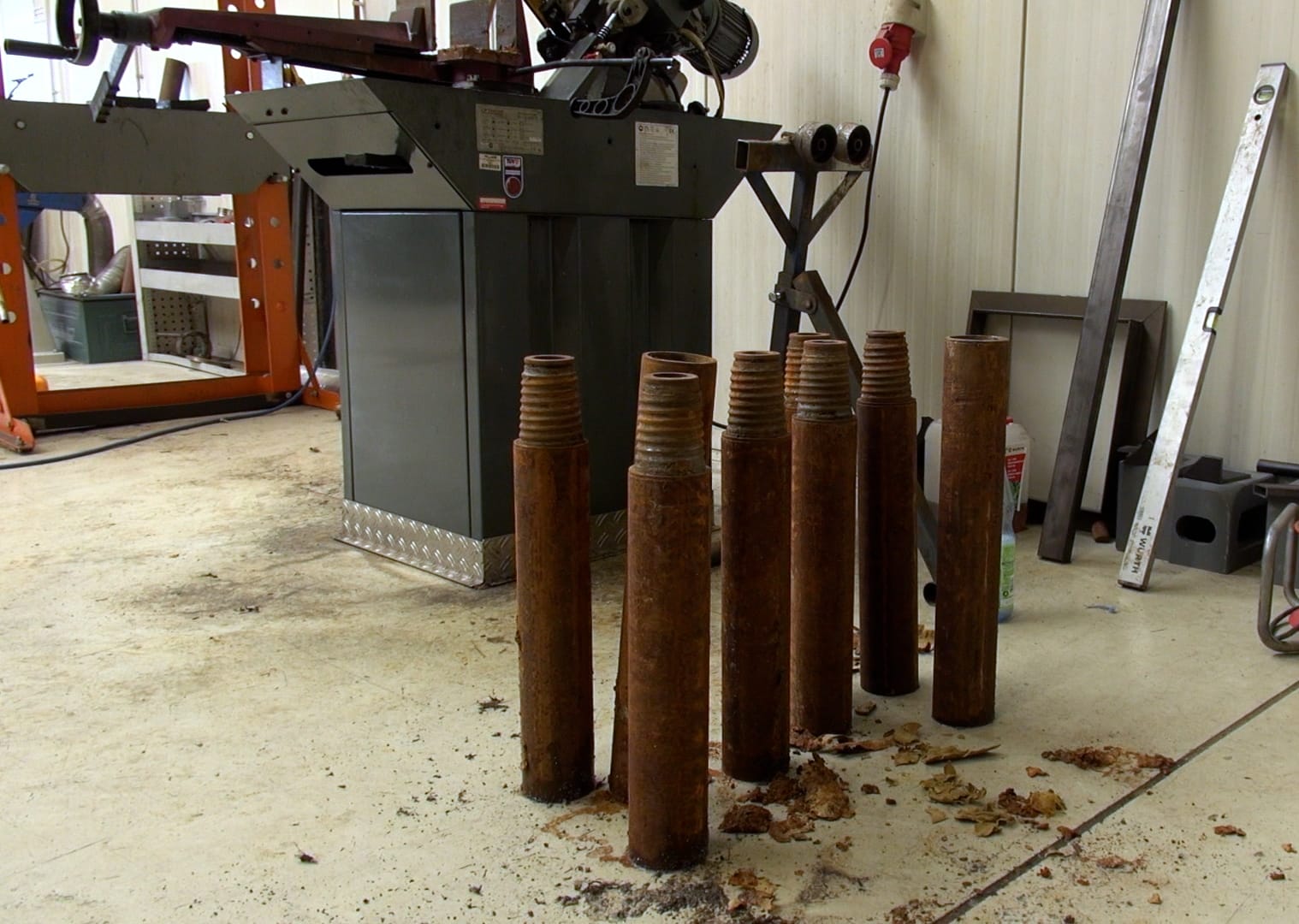 verschlissene Bohrgestänge