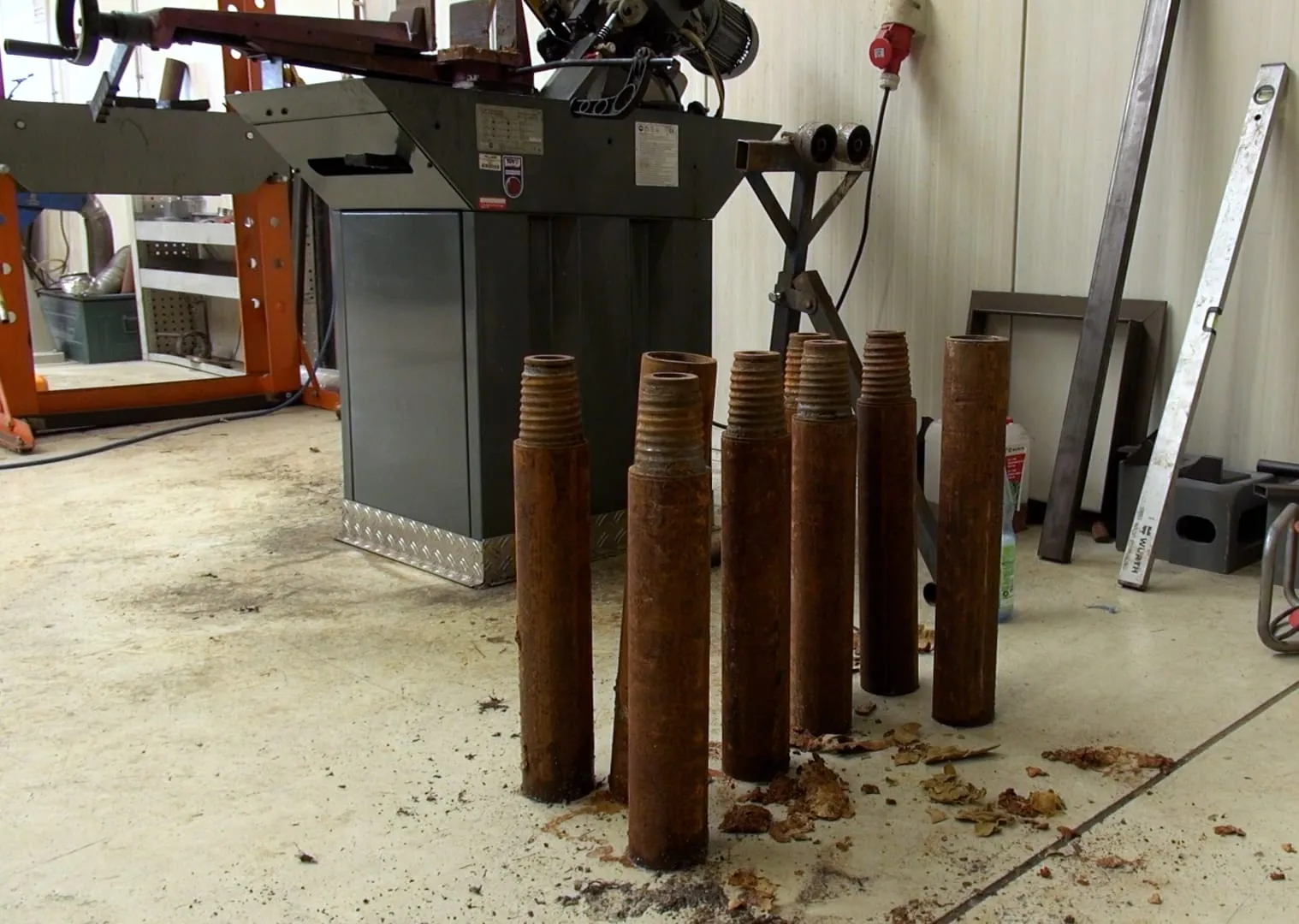 verschlissene Bohrgestänge