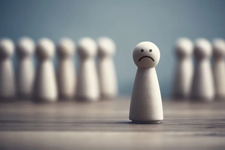 Figur mit ungl&uuml;cklichem Gesicht