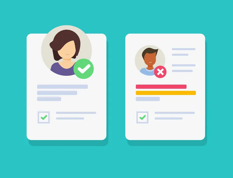 Illustration zweier Bewerbungsanschreiben.