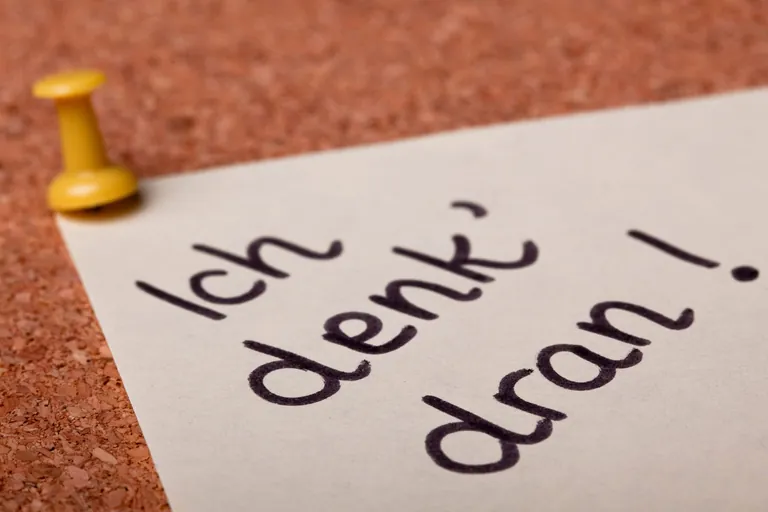 Merkzettel mit Text "Ich denk' dran!"
