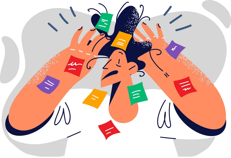 Illustration eines gestressten Chefs.