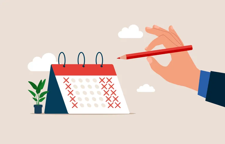 Kalender mit 4-Tage-Woche