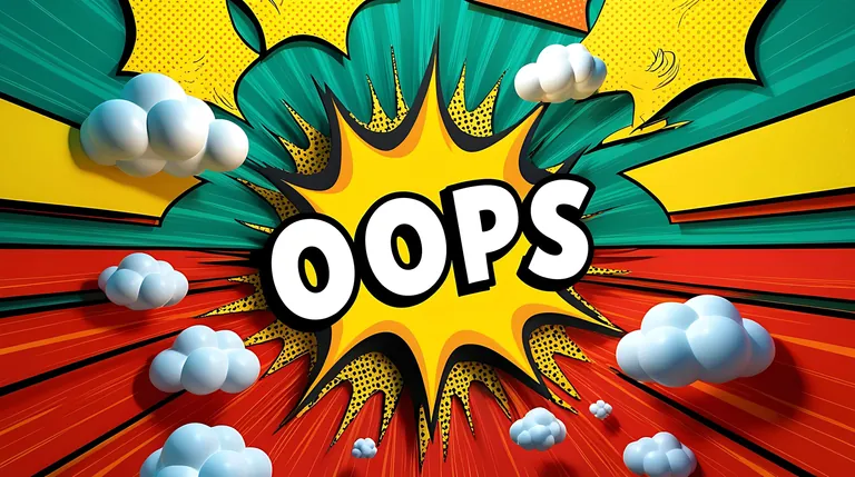 Grafik im Comic-Stil mit Wort "Oops".