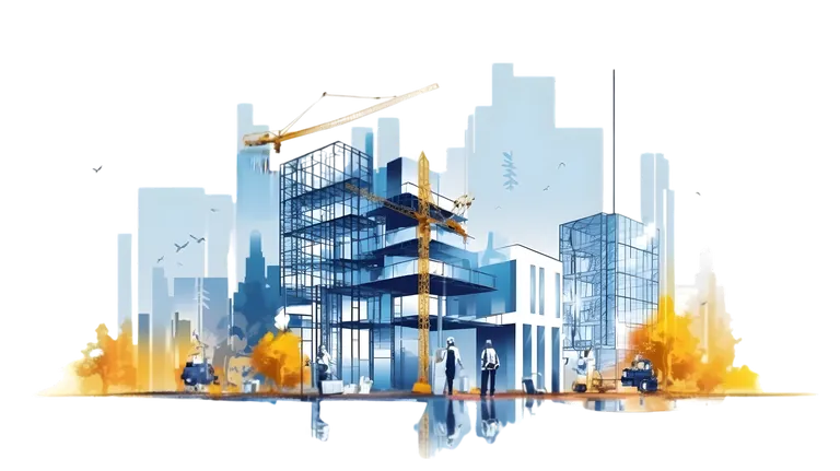 Illustration einer Baustelle.