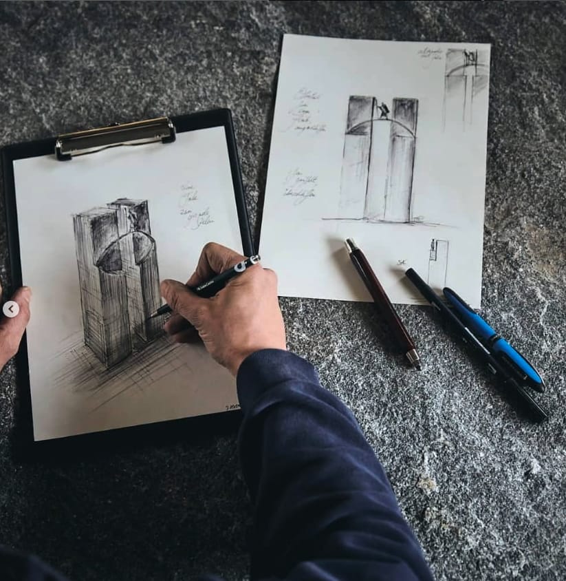 Skizze für ein Grabmal.