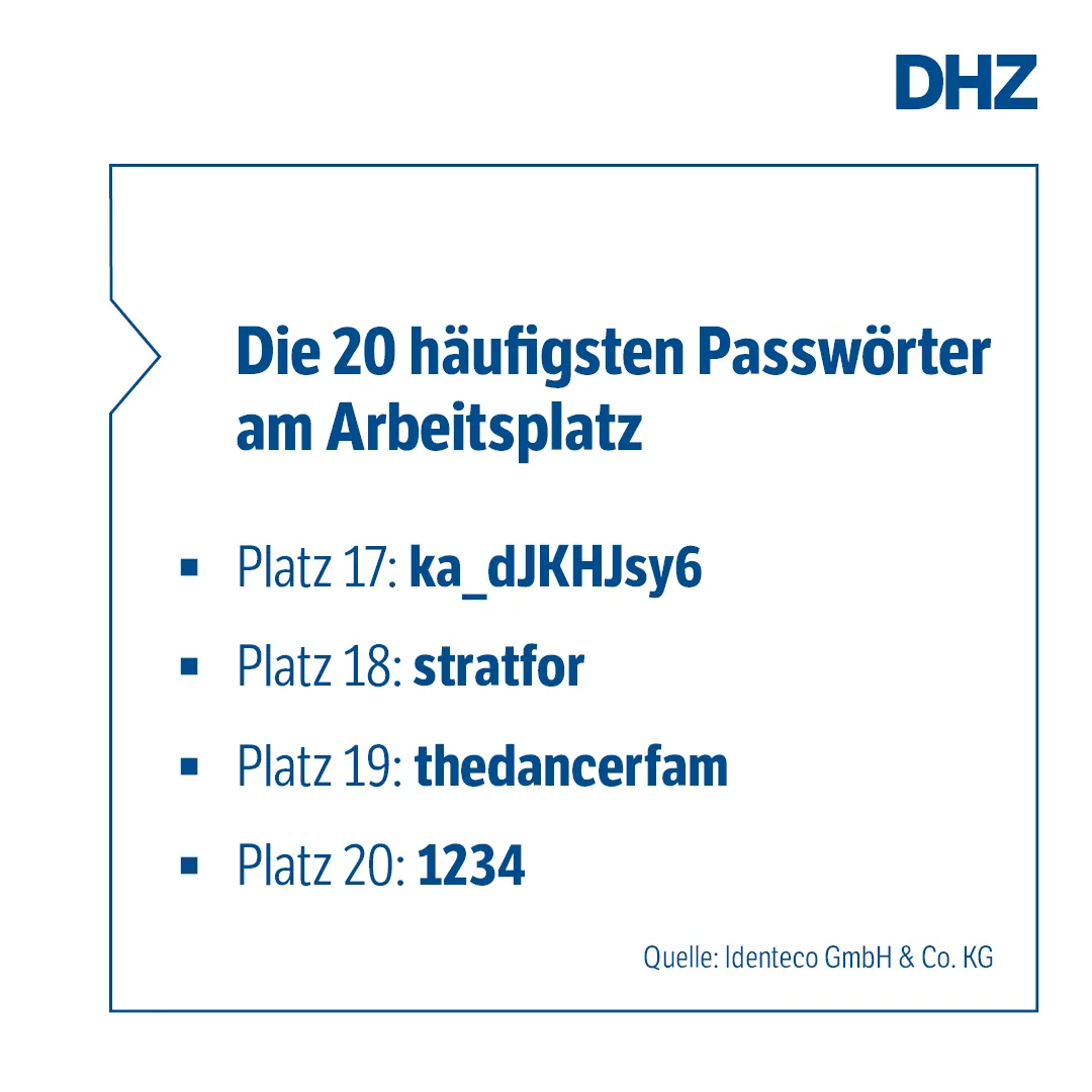 Top 20: Die häufigsten Passwörter am Arbeitsplatz 2023