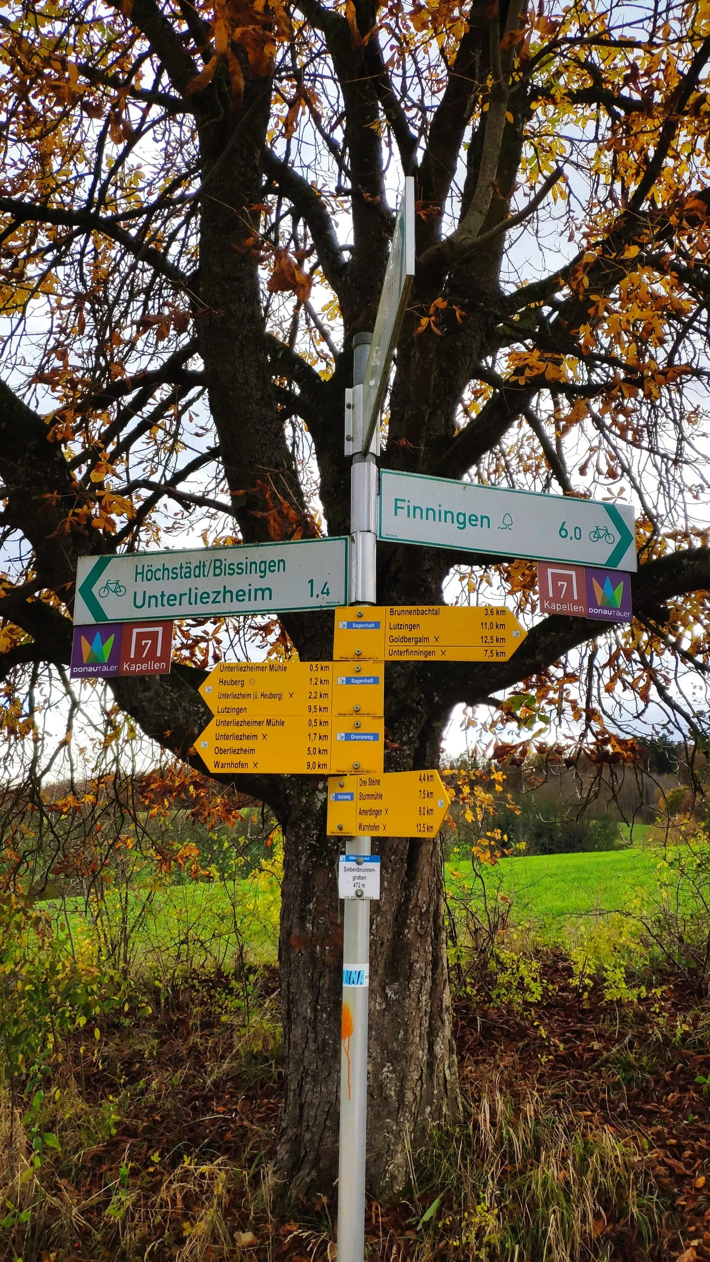 Wegweiser zu den Sieben Kapellen