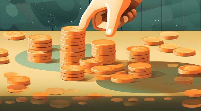 Illustration: Hand verschiebt M&uuml;nzstapel.