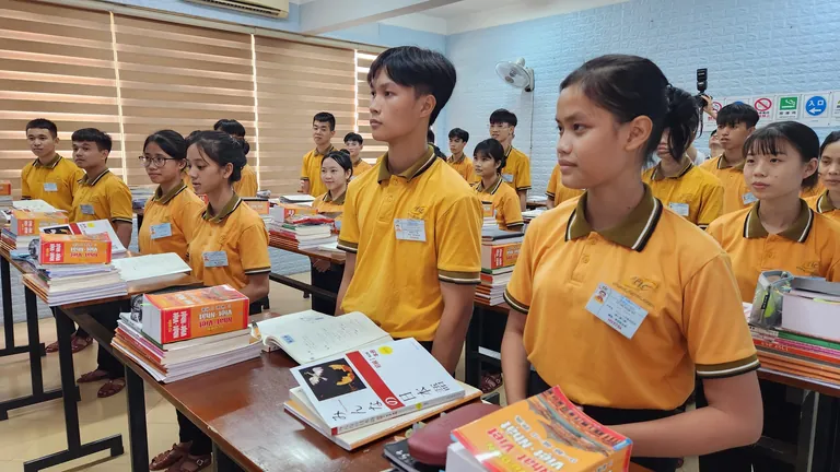 Eine Deutschklasse in Vietnam.