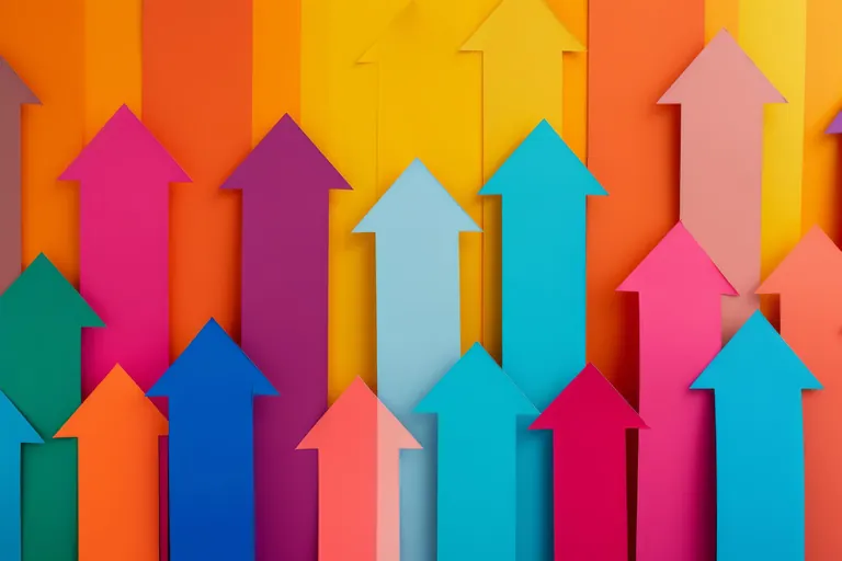 Bunte Pfeile schie&szlig;en nach oben.