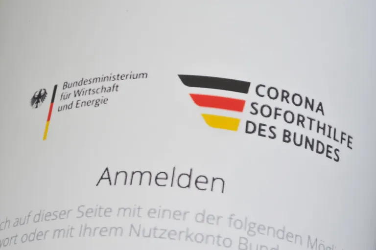 Anmeldeseite für Corona-Soforthilfe des Bundes.