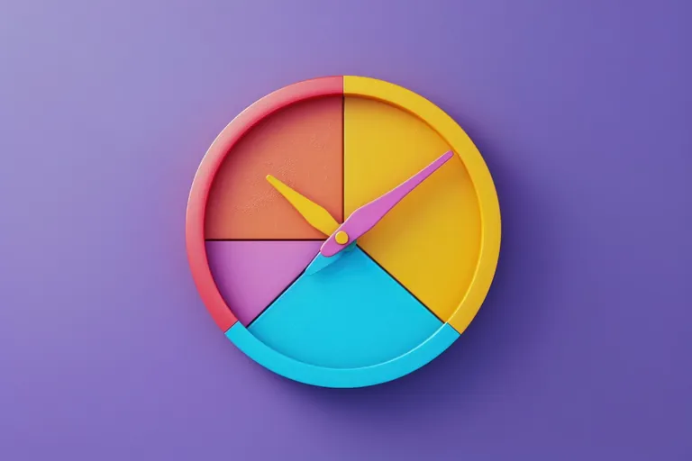 Bunte Uhr in Teile geschnitten.