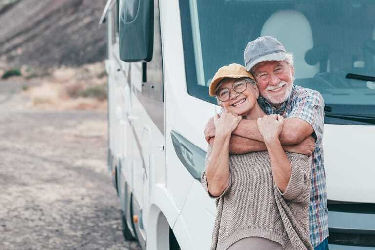 Ehepaar, alte Leute, Wohnmobil, reisen