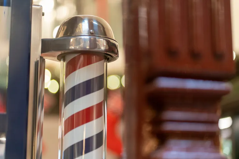 rot weiß blaue Barber Pole Close-up