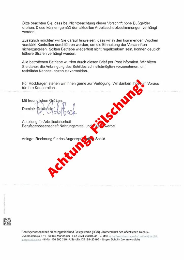 Die zweite Seite wirkt unauff&auml;llig.