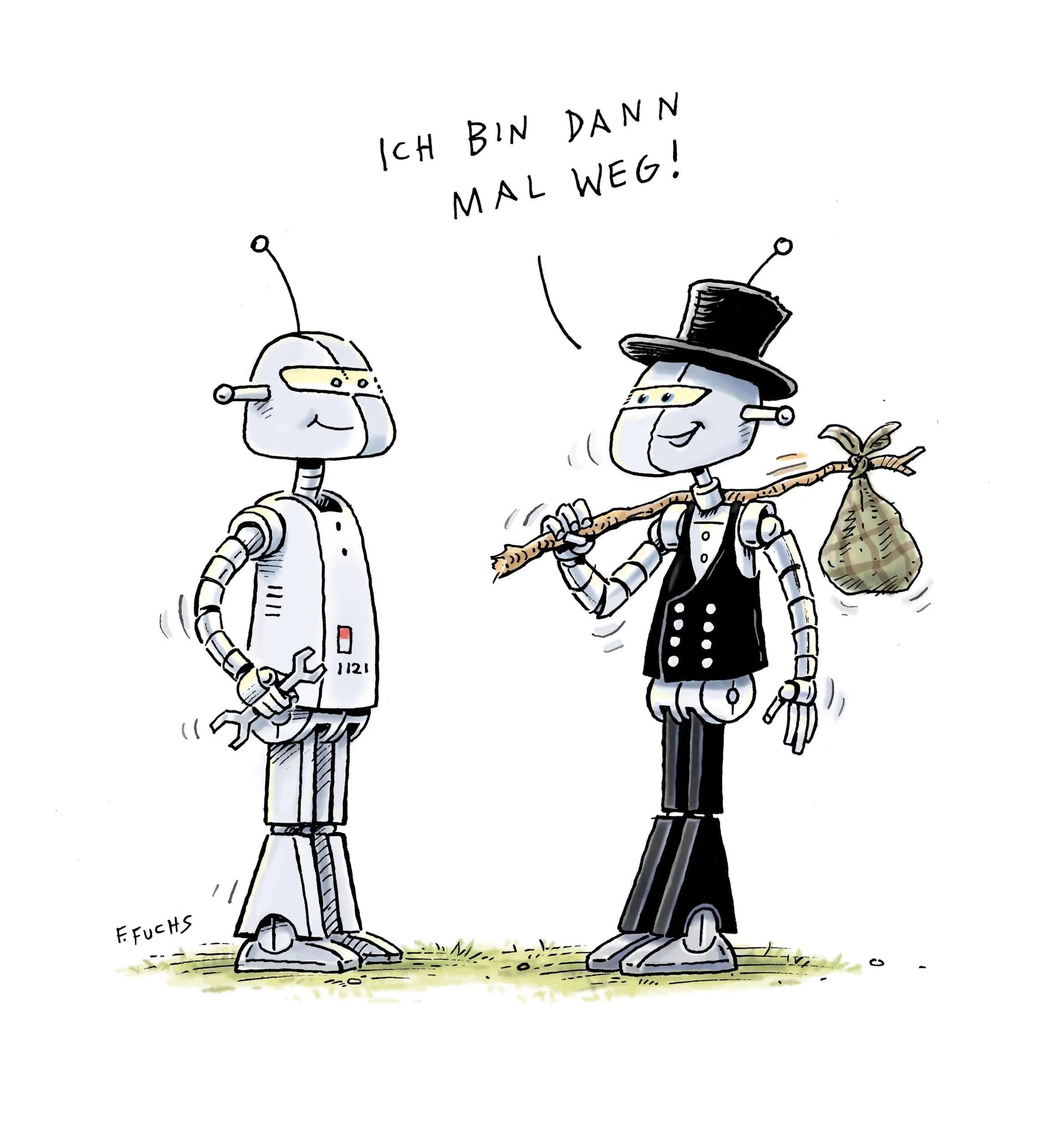 10 Karikaturen und Cartoons zu Handwerk und KI