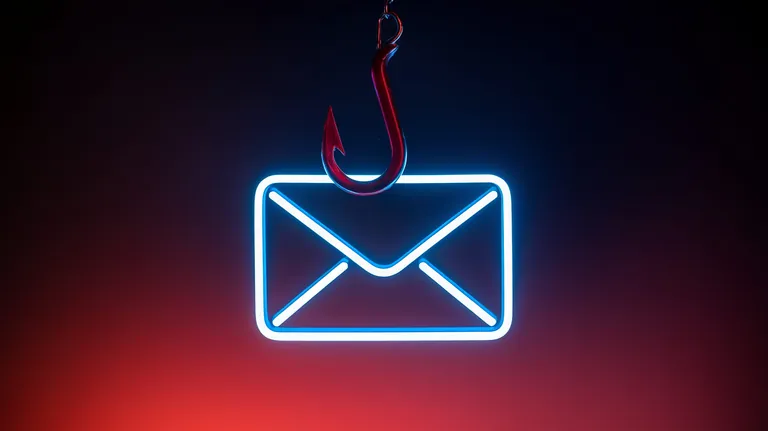 Angelrute mit Haken und einem Email-Emoji