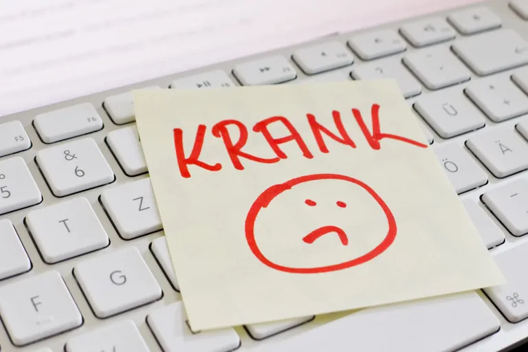 Zettel mit krank drauf