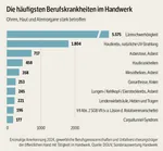 Grafik zu den h&auml;ufigsten Berufskrankheiten im Handwerk