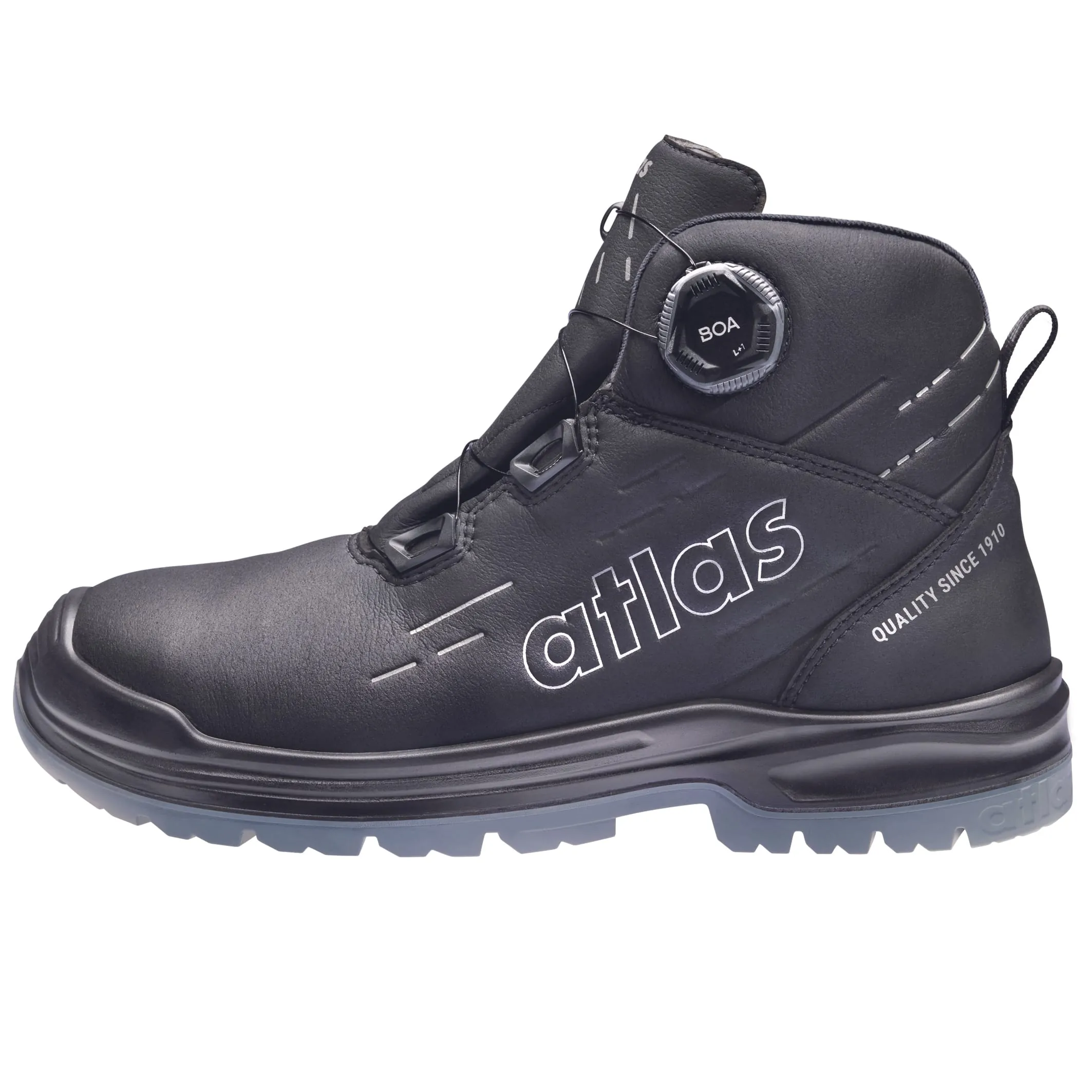 Mit der neuen "MAX Series" präsentierte Atlas sein Neuprodukt-Highlight des Jahres. Sie vereint S3S-Schutzstandards mit Tragekomfort. Das neue Obermaterial ProTraX ist atmungsaktiv und leicht, dabei robust und pflegeleicht. Die MAX Series umfasst fünf Modelle – darunter zwei Varianten mit seitlichem Boa Fit System, einen Halbschuh und zwei knöchelhohe Schnürer.
