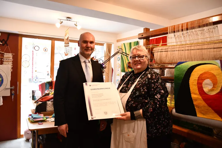 Pr&auml;sident Mike K&auml;mmer und Christiane M&ouml;ller