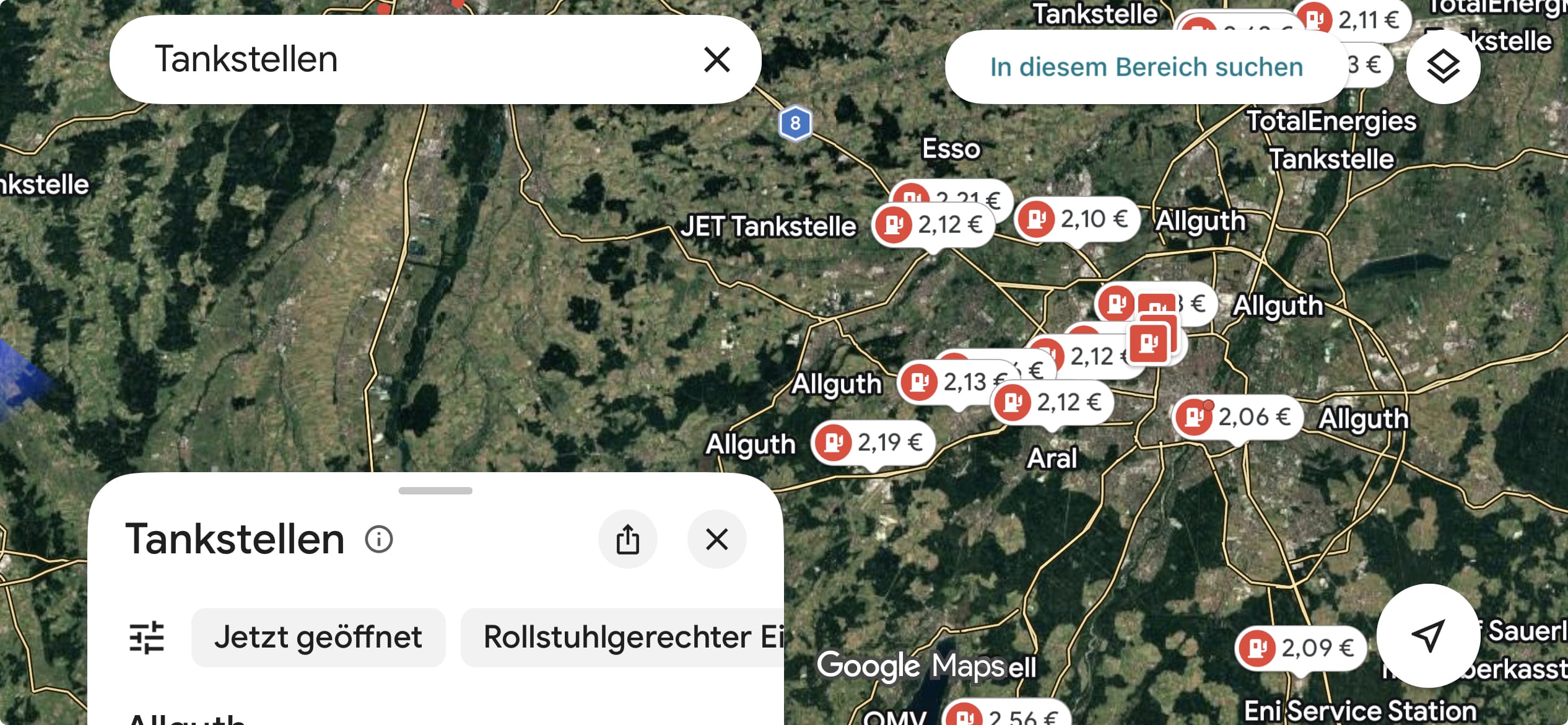 Günstiger tanken: So zeigt Google Maps die Spritpreise an