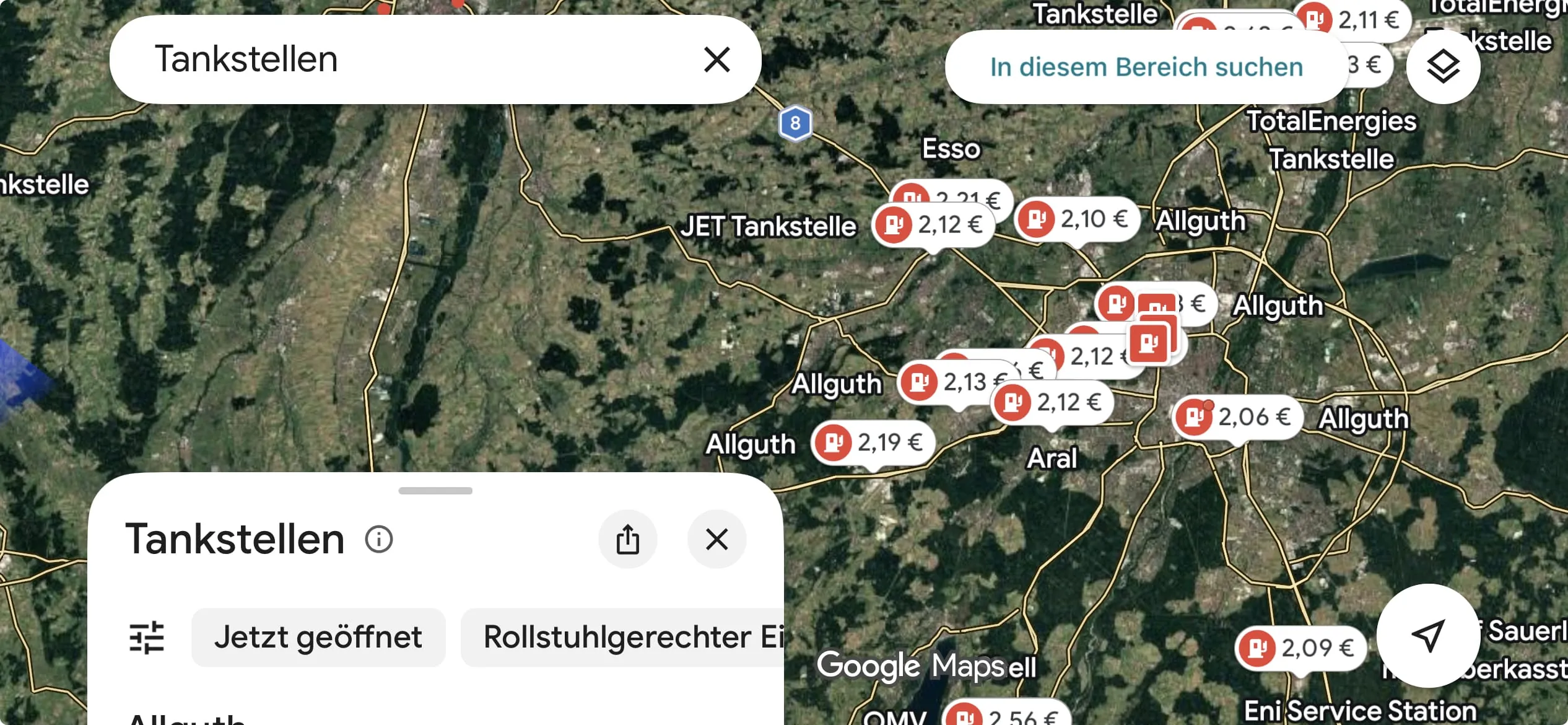 Günstiger tanken: So zeigt Google Maps die Spritpreise an