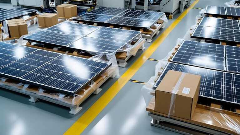 PV-Module werden mit viel Verpackungsmaterial geliefert